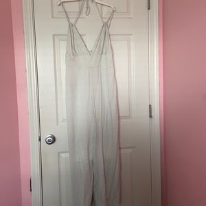 White and black polka dot summer jumpsuit